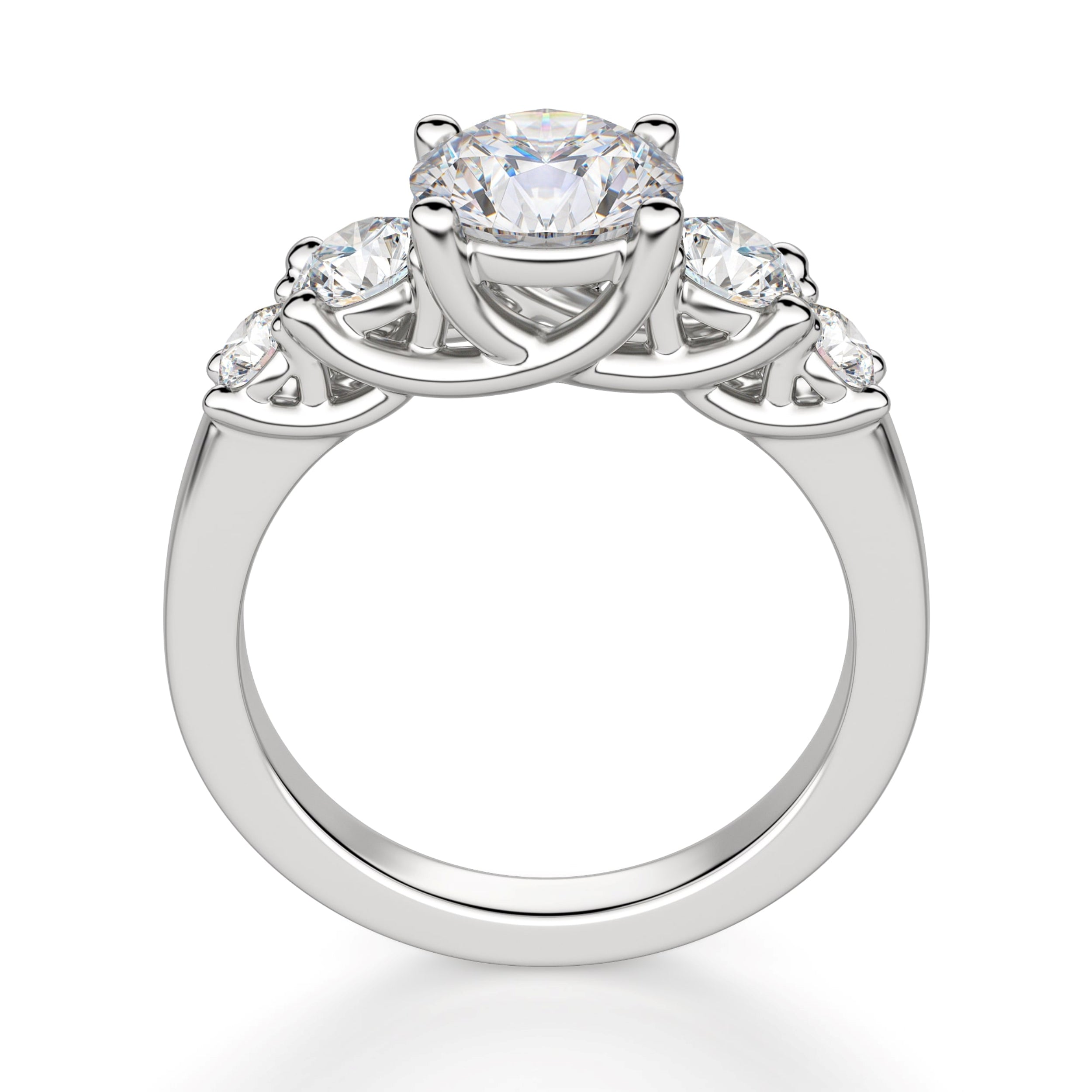 Trellis Set Round Cut Five Stone Engagement Ring