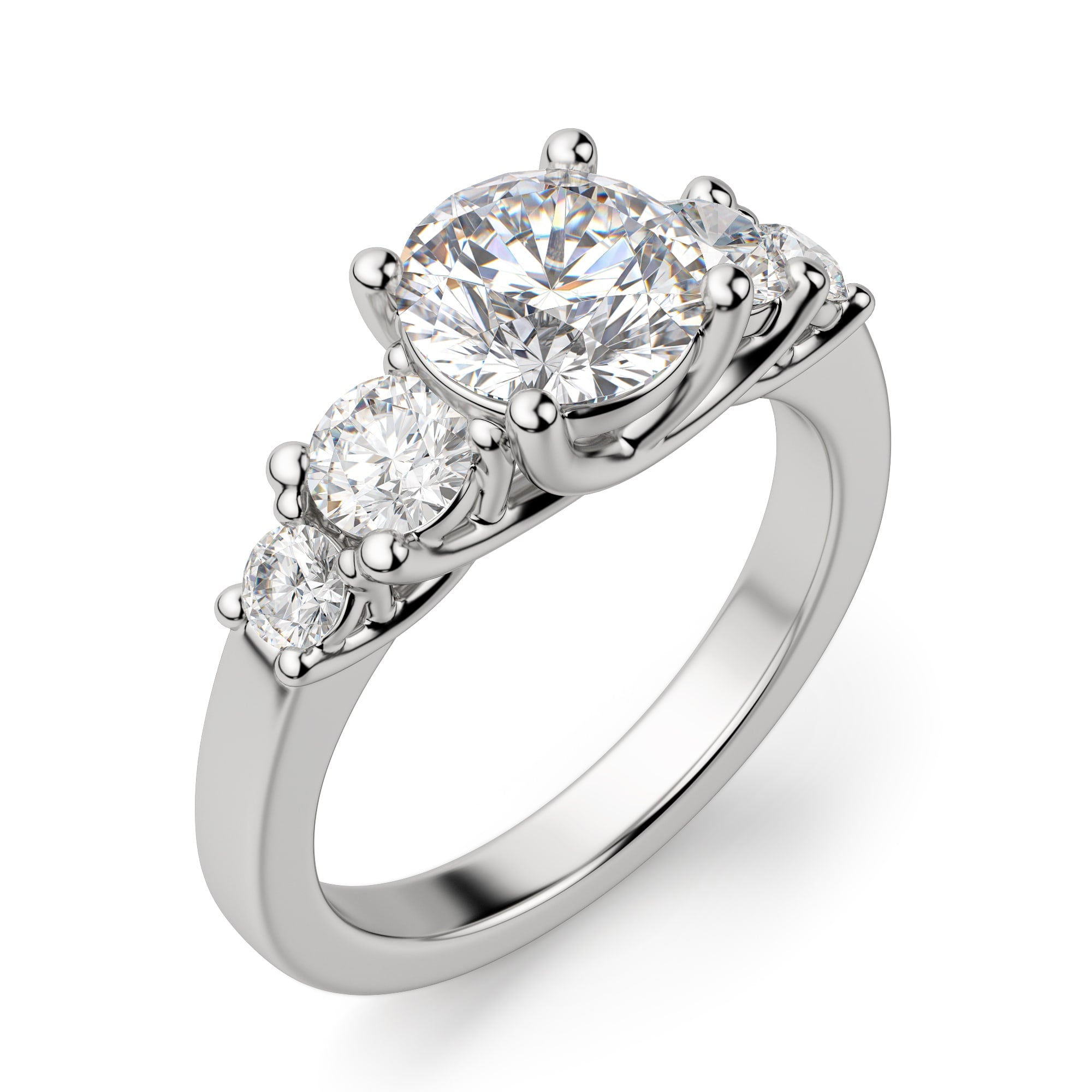 Round Cut Five Stone Lab Grown Diamond  Engagement Ring