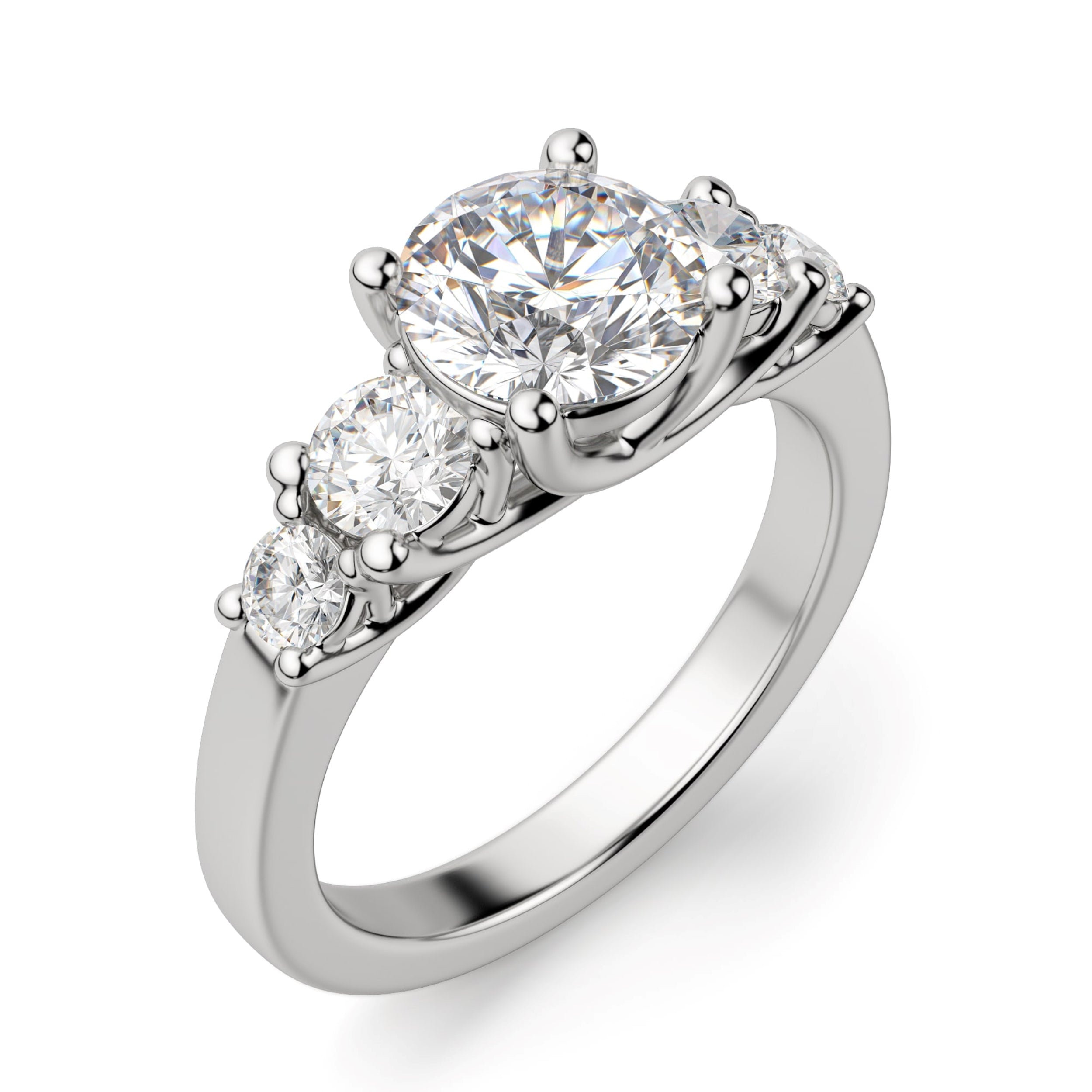 Trellis Set Round Cut Five Stone Engagement Ring