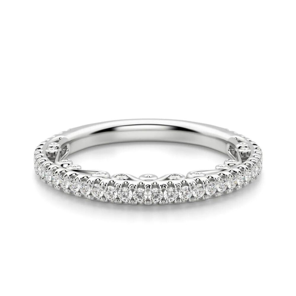Round Cut Vintage Style Moissanite Wedding Band For Women