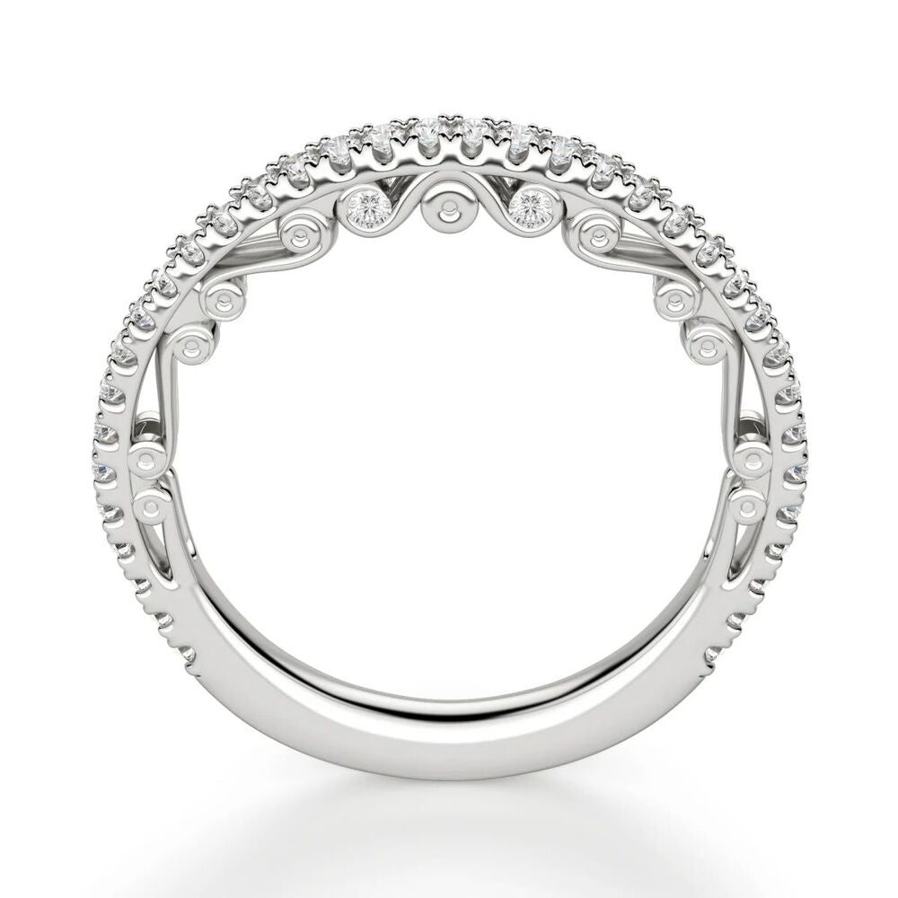 Round Cut Vintage Style Moissanite Wedding Band For Women