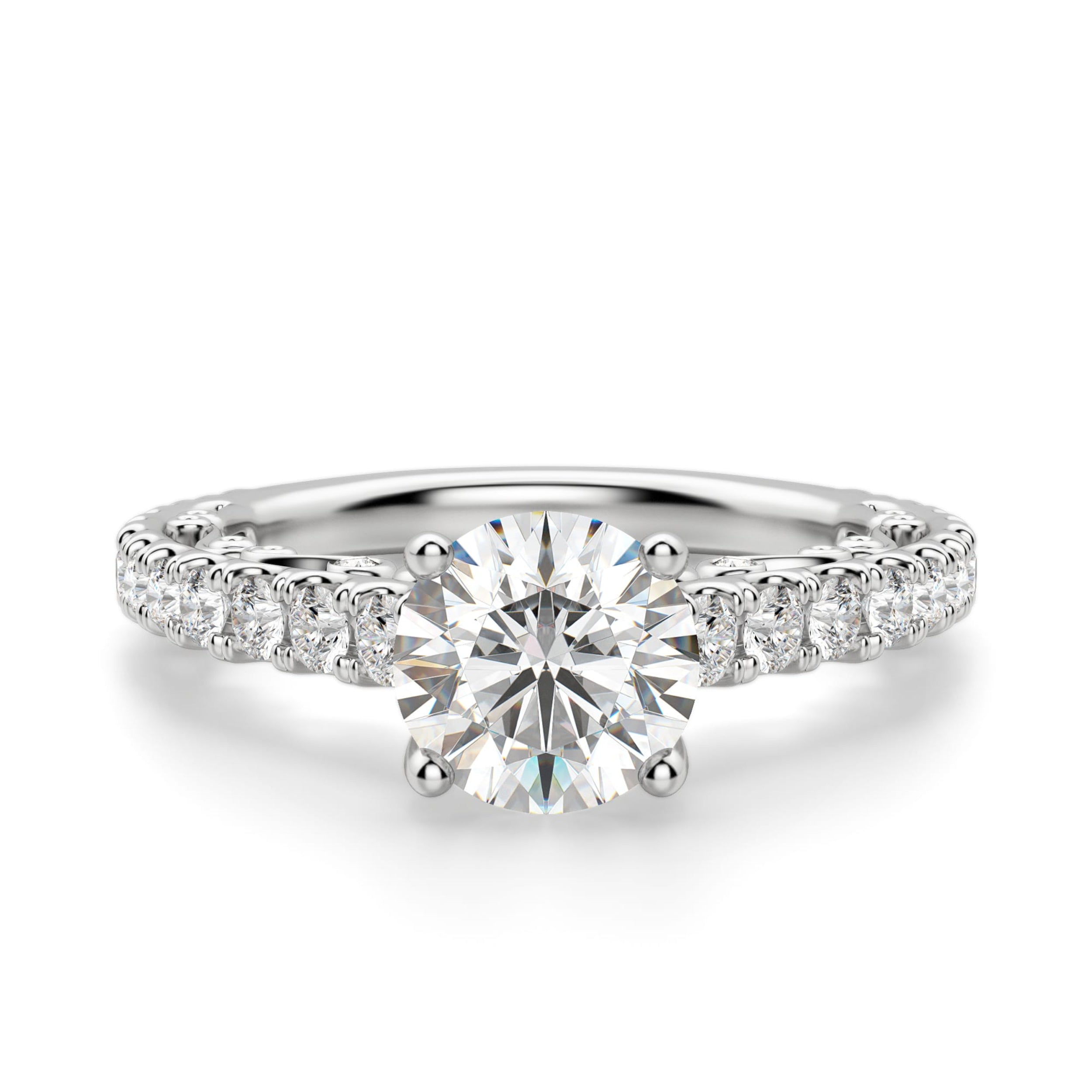Fleur Round Cut Moissanite Engagement Ring