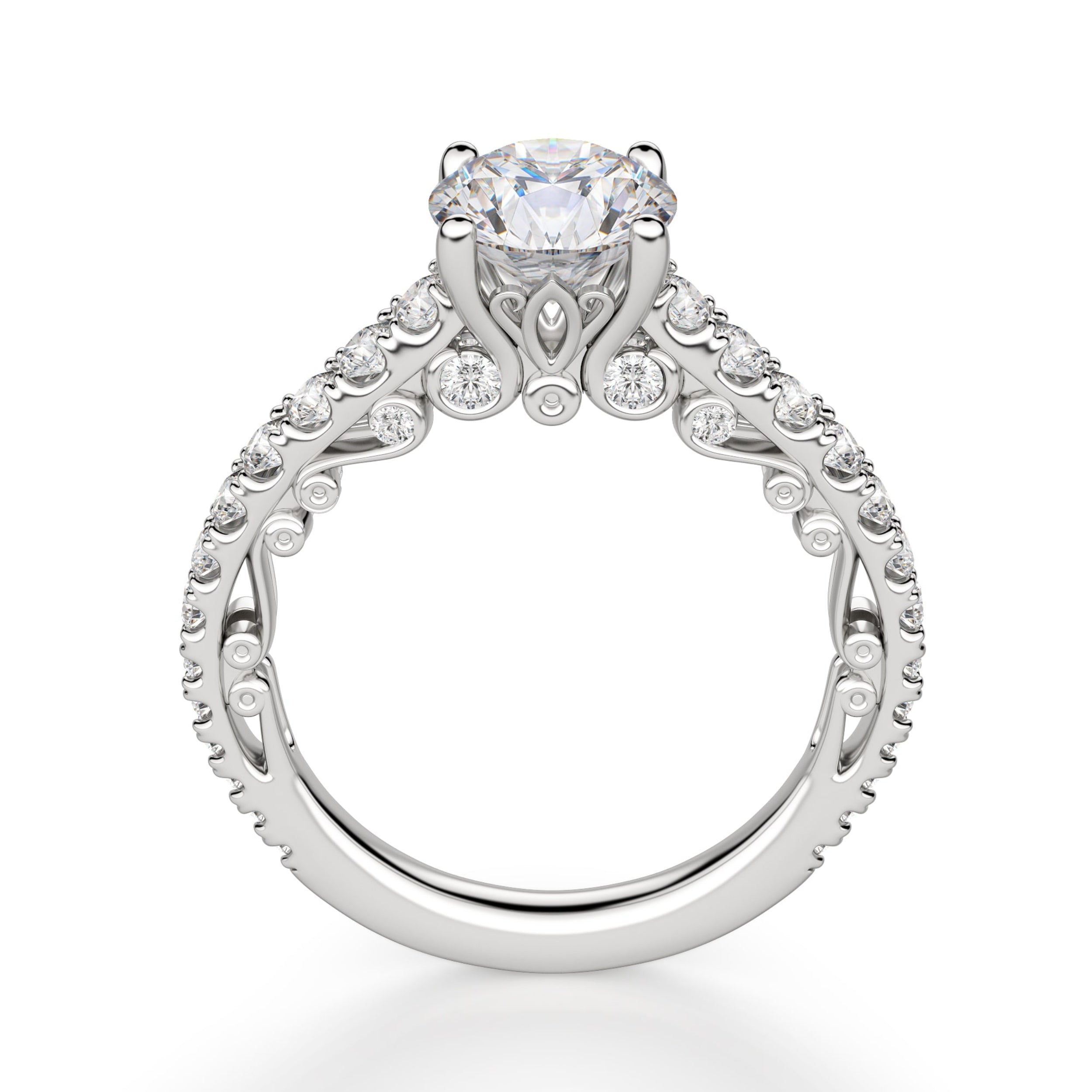 Fleur Round Cut Moissanite Engagement Ring
