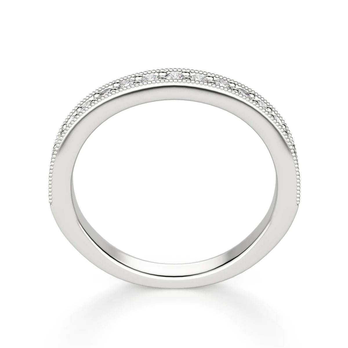 Round Cut Curved Wedding Band for Her