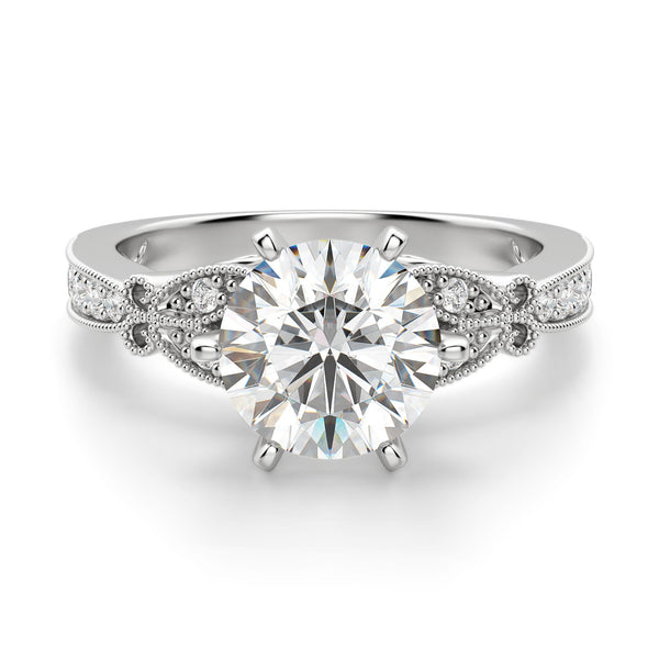 Brilliant Round Cut Art Deco Moissanite Engagement Ring