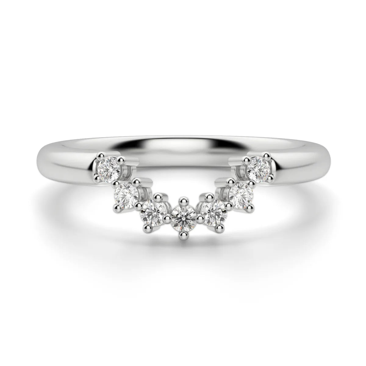 Moissanite Round Cut Curved Ring Band