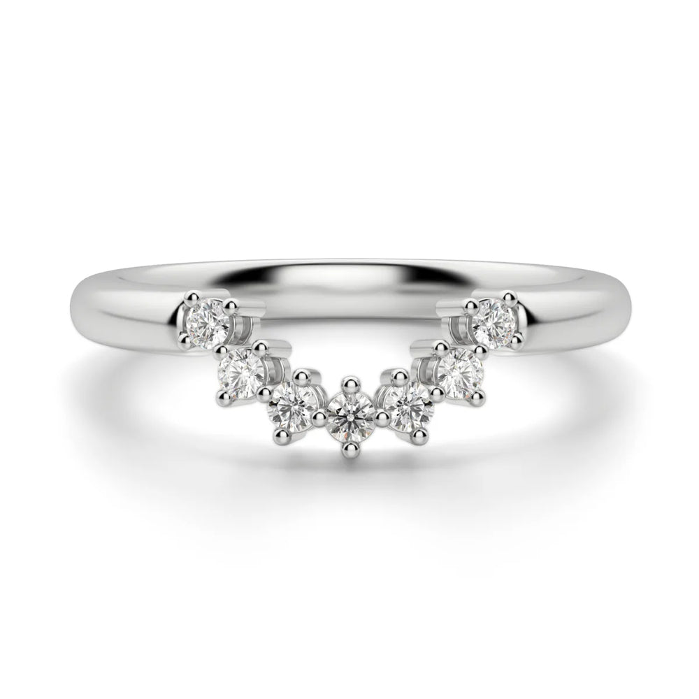 Moissanite Round Cut Curved Style Wedding Band For Women