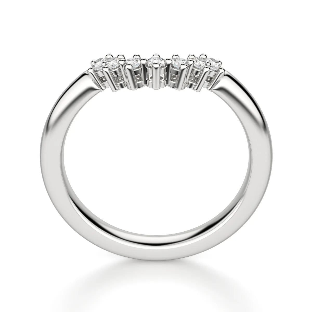 Moissanite Round Cut Curved Ring Band