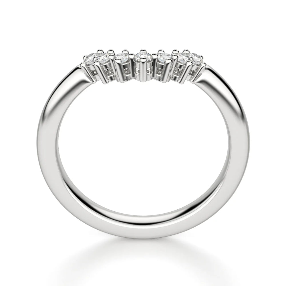 Moissanite Round Cut Curved Style Wedding Band For Women