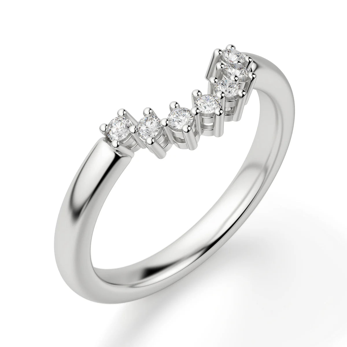 Moissanite Round Cut Curved Ring Band