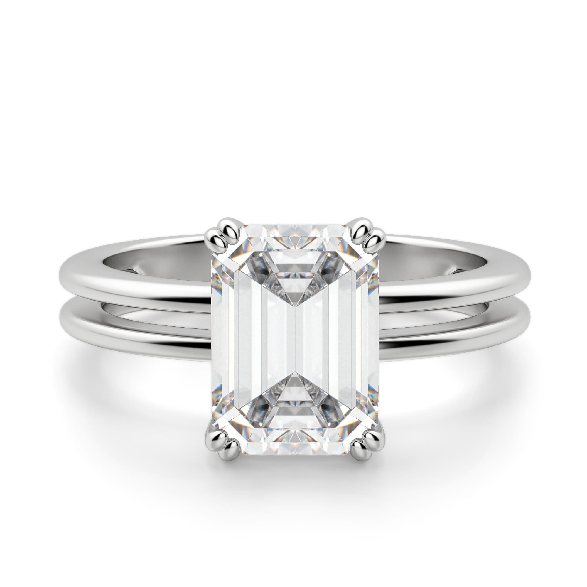 Emerald Cut Prong Set Solitaire Engagement Ring