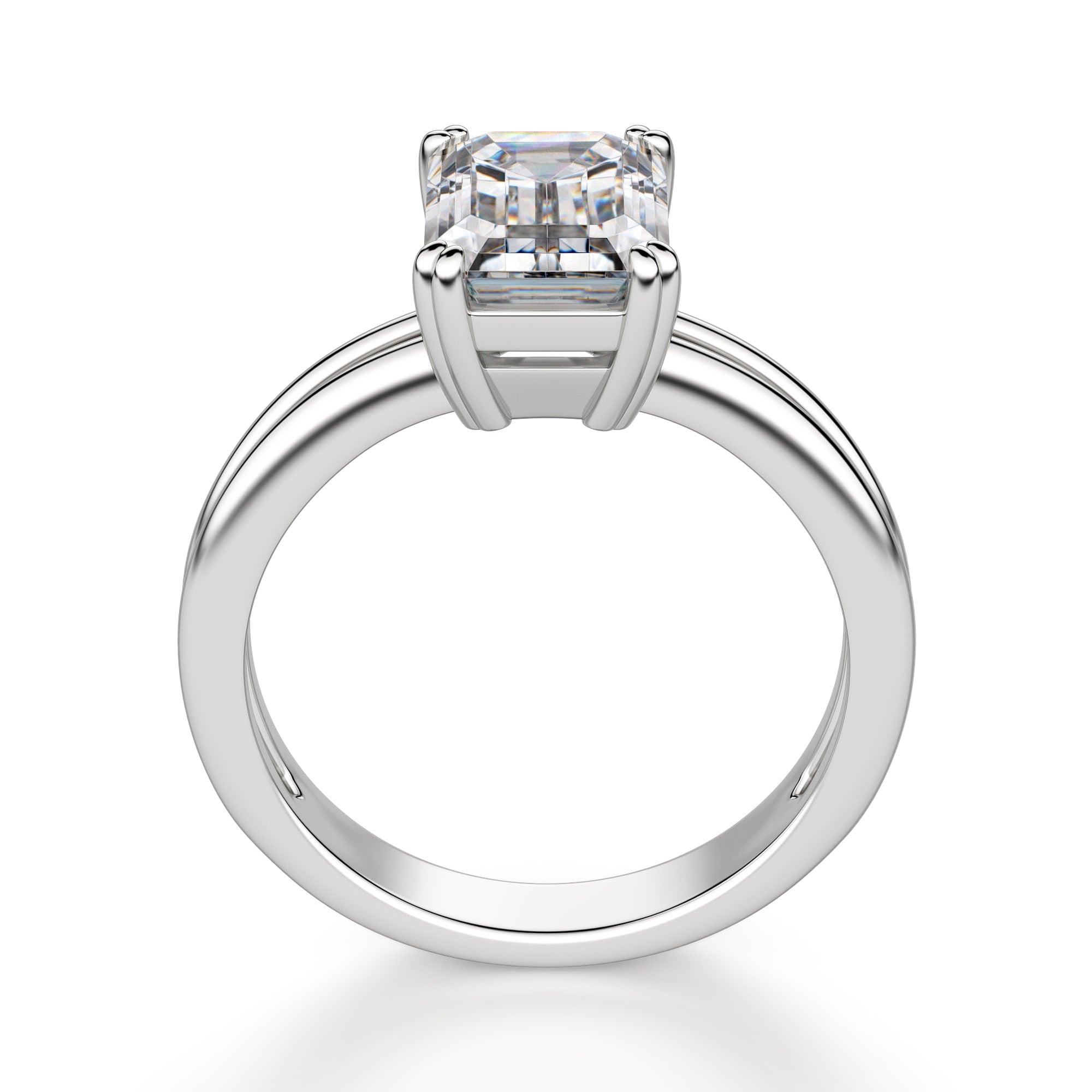 Emerald Cut Prong Set Solitaire Engagement Ring