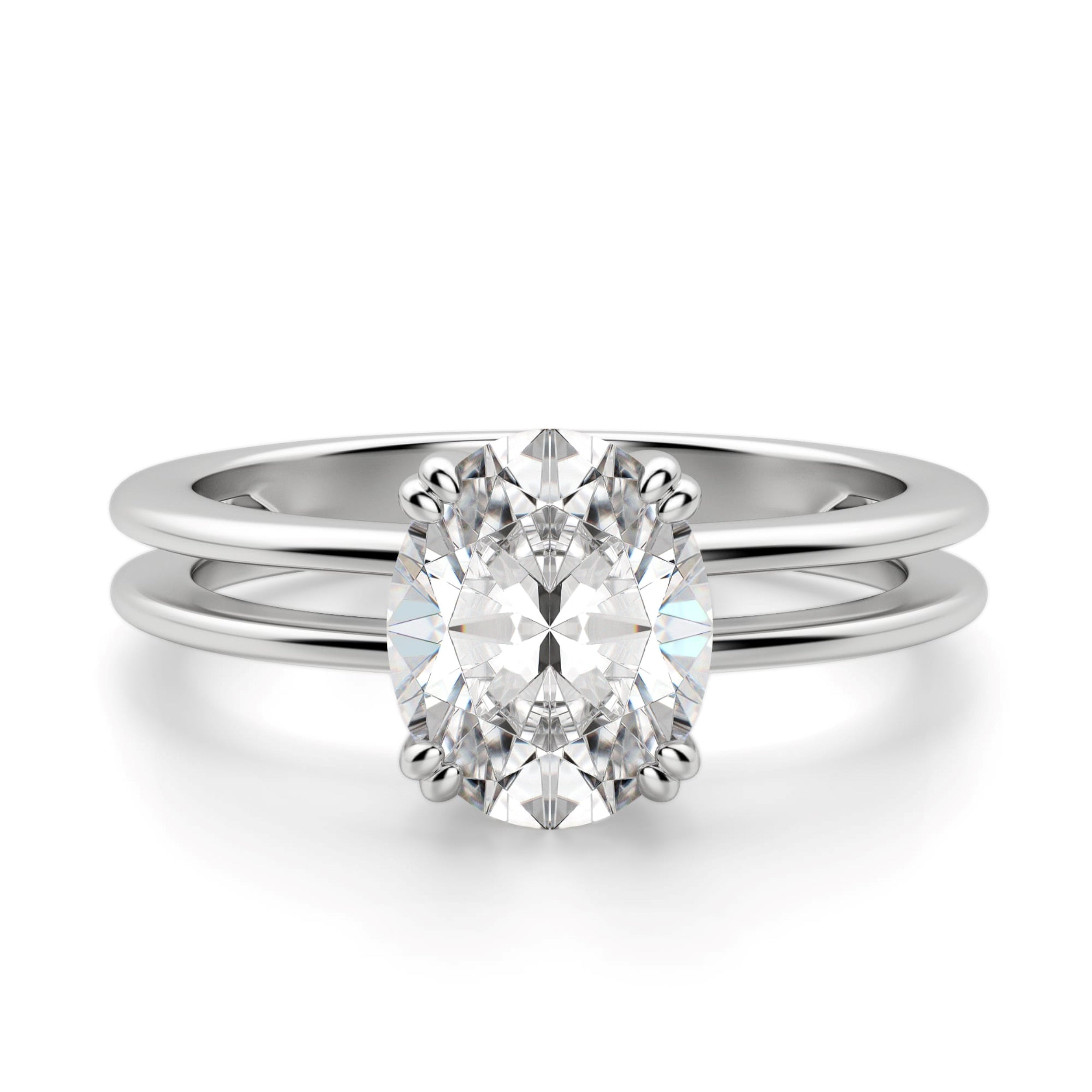 14K White Gold Oval Cut Solitaire Ring