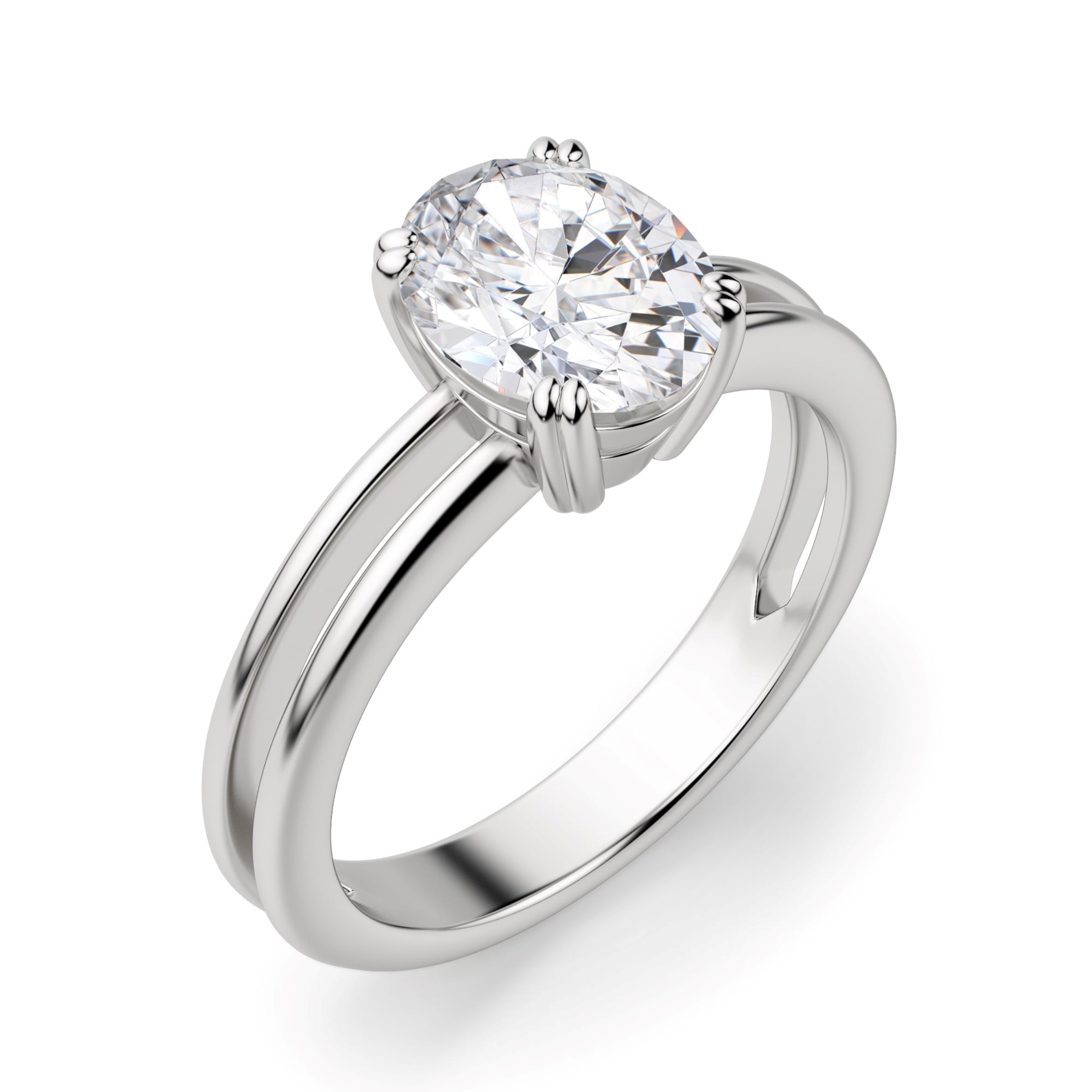 14K White Gold Oval Cut Solitaire Ring