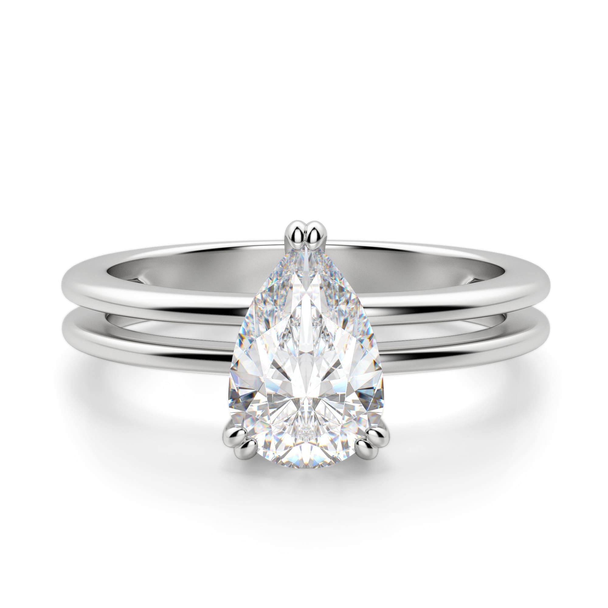 Sleek Shank Pear Cut Solitaire Engagement Ring