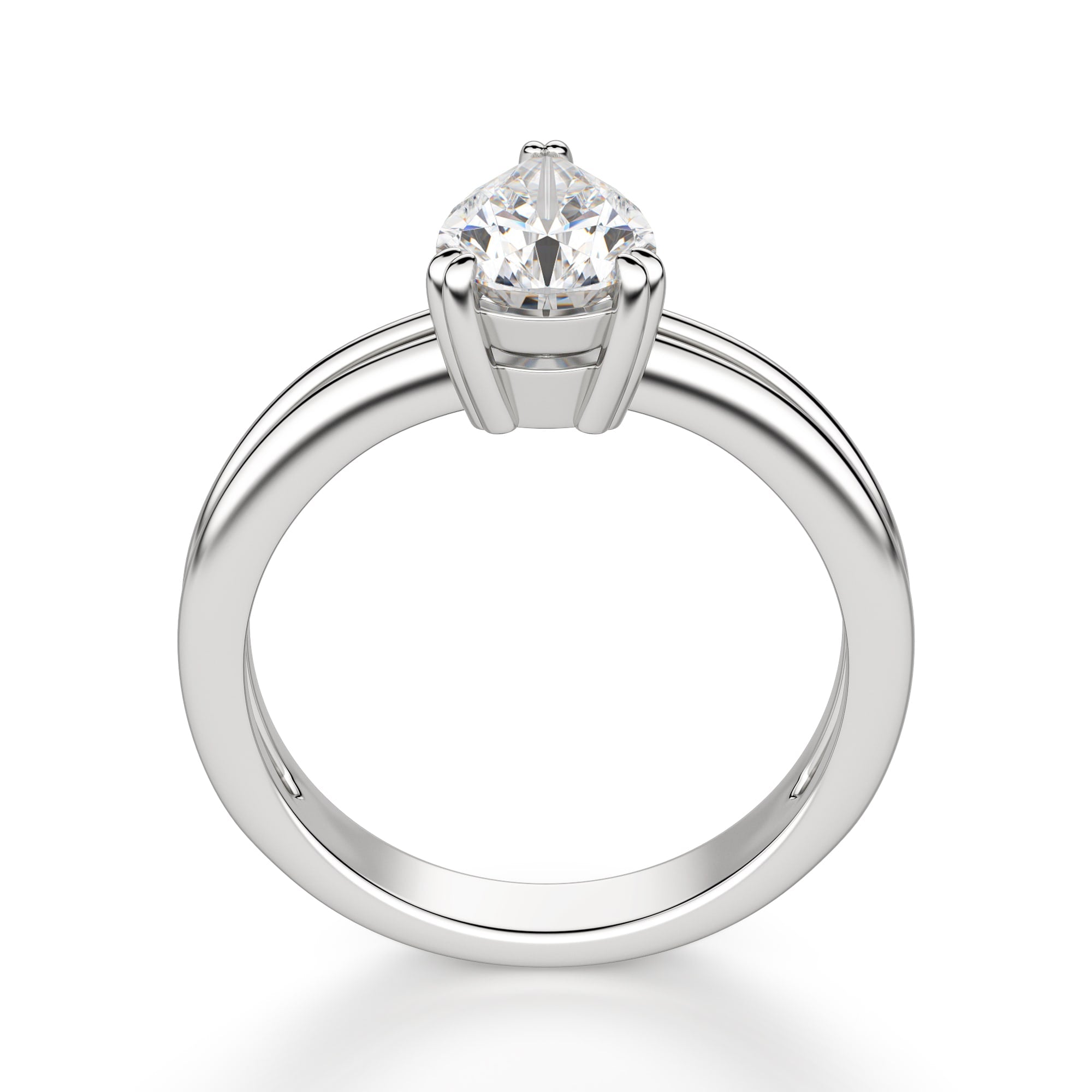 Sleek Shank Pear Cut Solitaire Engagement Ring