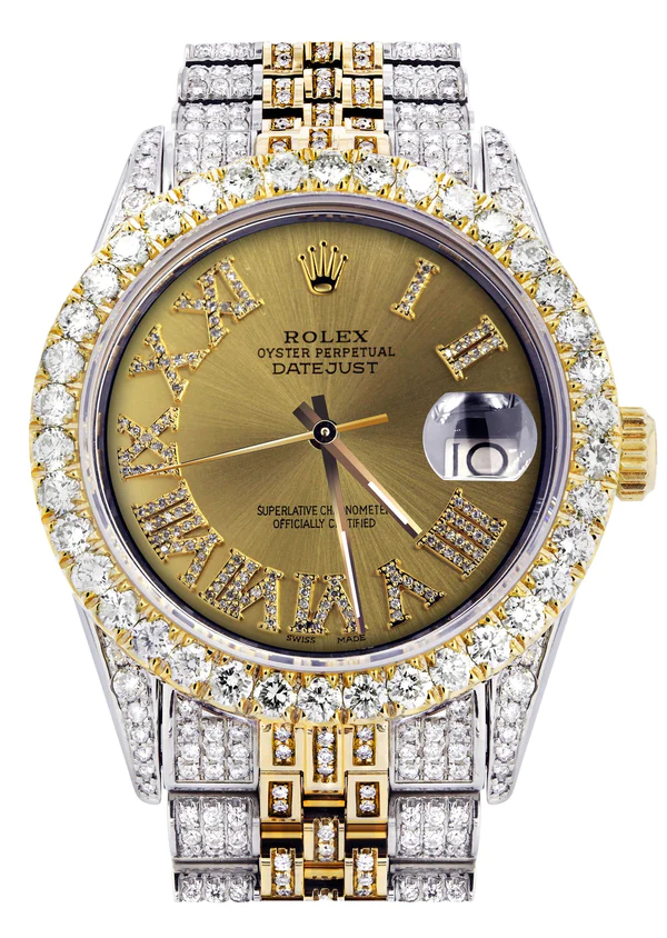 Customized Rolex Datejust Two Tone Personalized Handmade Moissanite Men's Watch