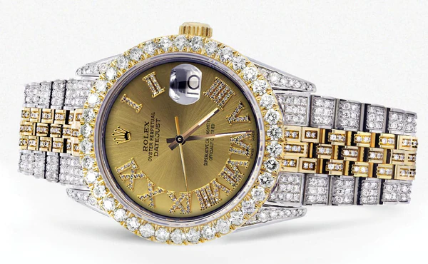 Customized Rolex Datejust Two Tone Personalized Handmade Moissanite Men's Watch