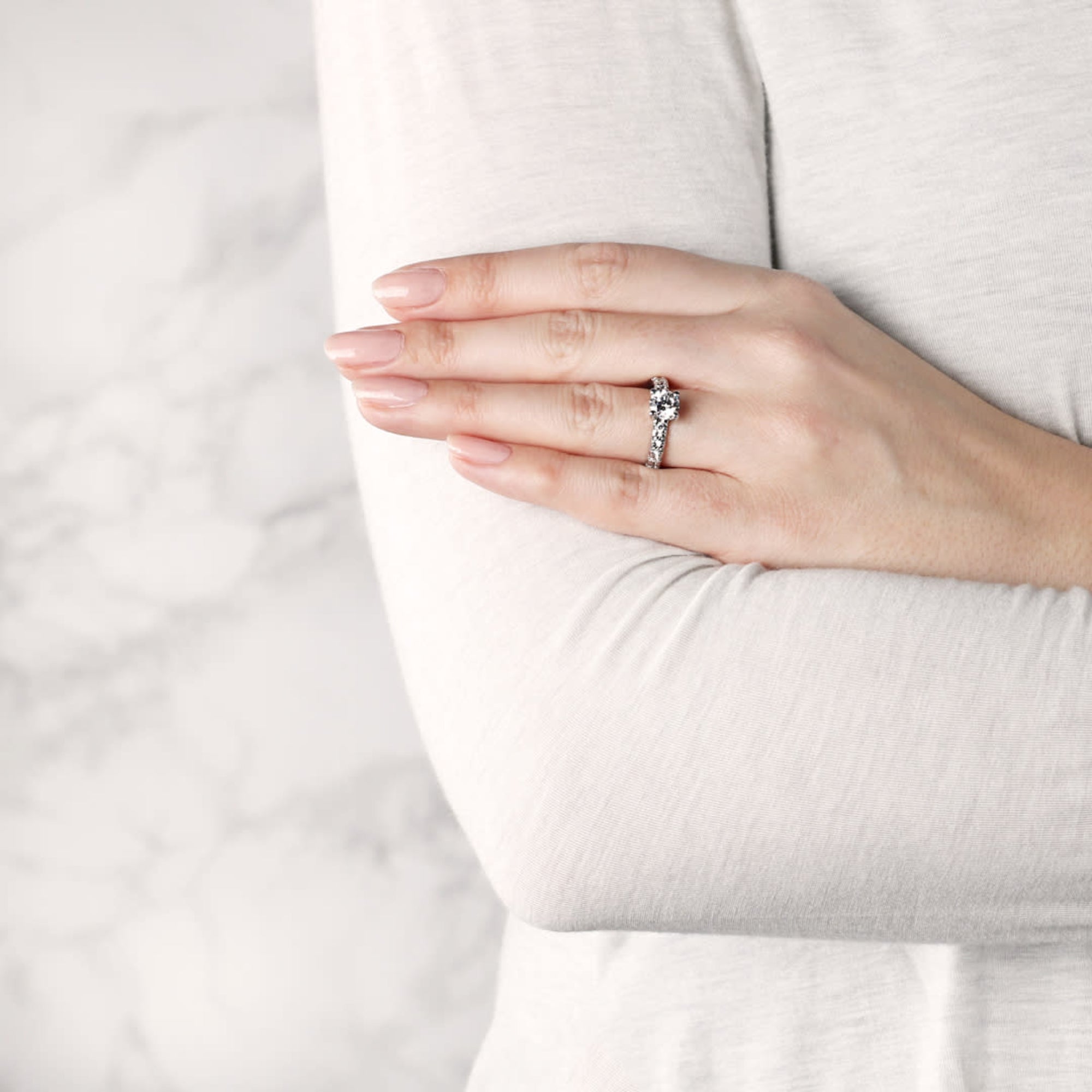 Brilliant Round Cut Pave Set Engagement Rings