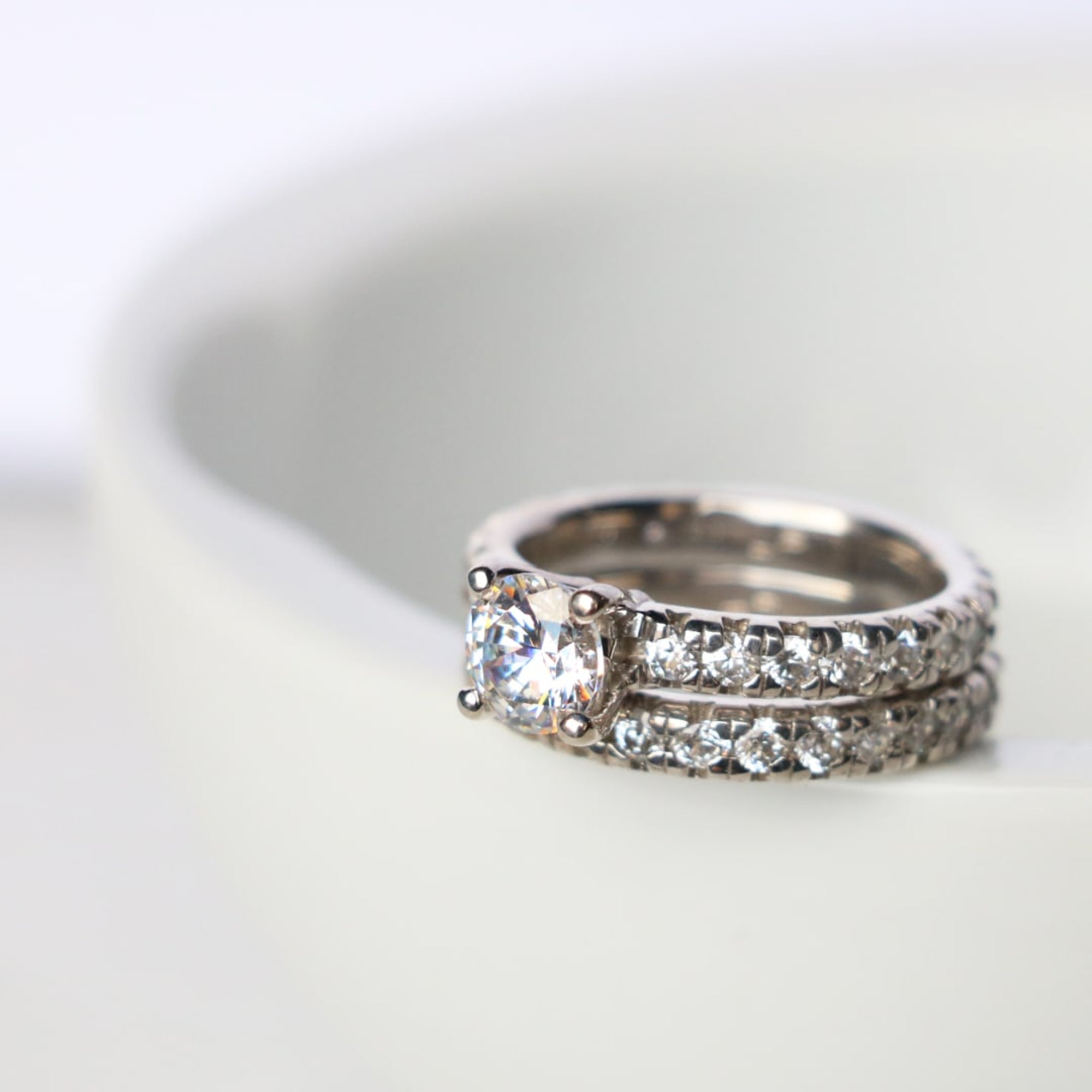 Brilliant Round Cut Pave Set Engagement Rings