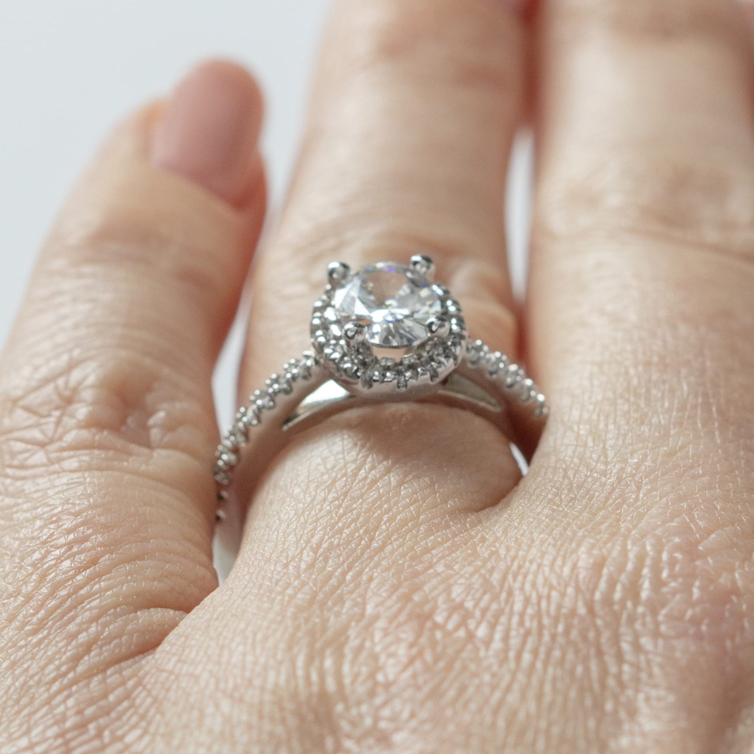 Oval Cut Moissanite Diamond Halo Engagement Ring