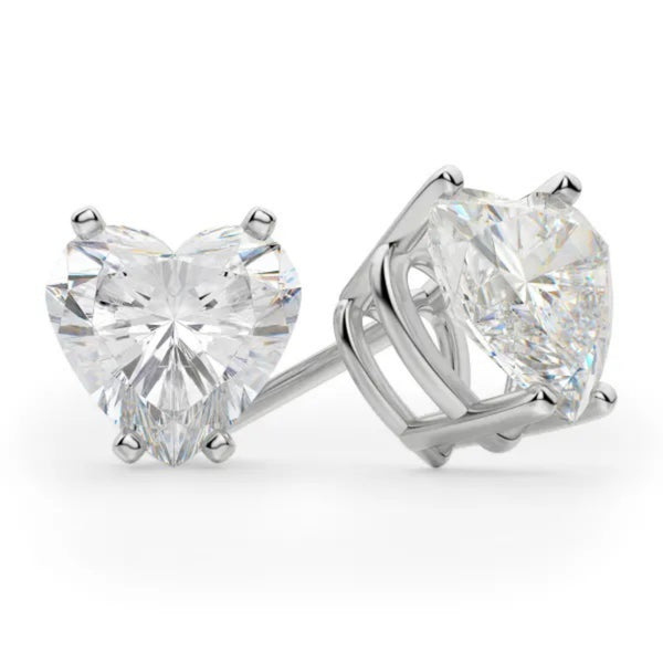 Heart Cut Basket Set Moissanite Stud Earrings