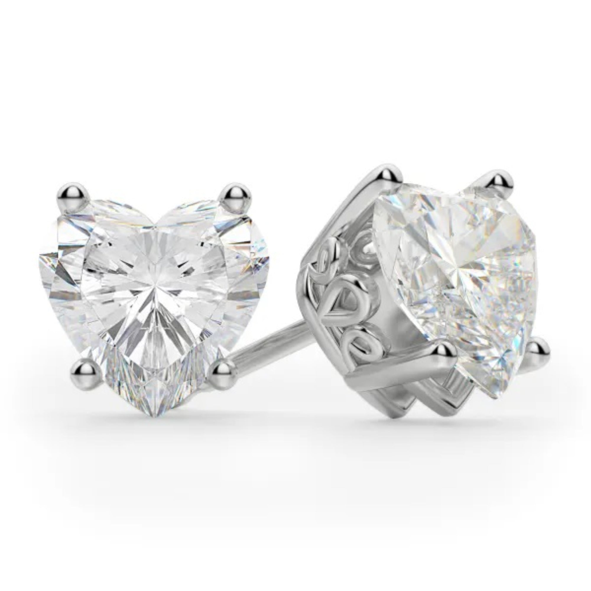 Filigree Set Heart Cut Stud Earrings