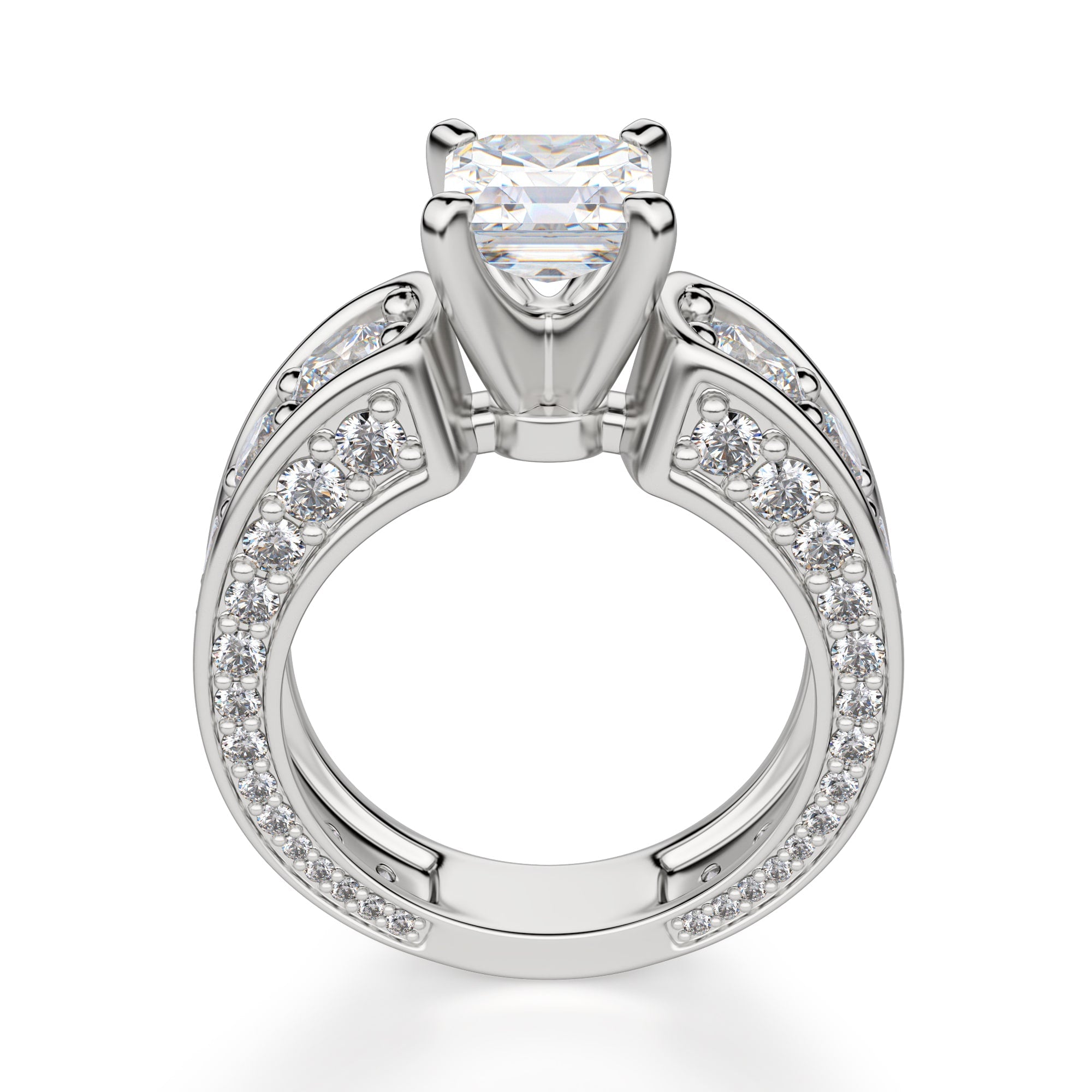 Asscher Cut Vintage Moissanite Engagement Ring
