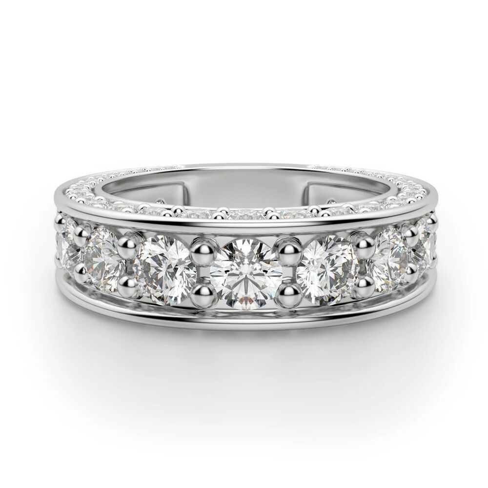 VVS1 Moissanite Round Cut Wedding Band For Women