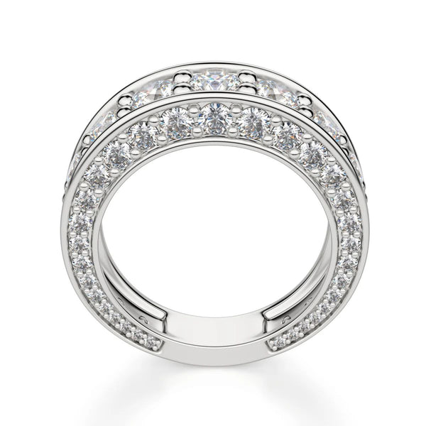 Moissanite Round Cut Semi Eternity Wedding Band