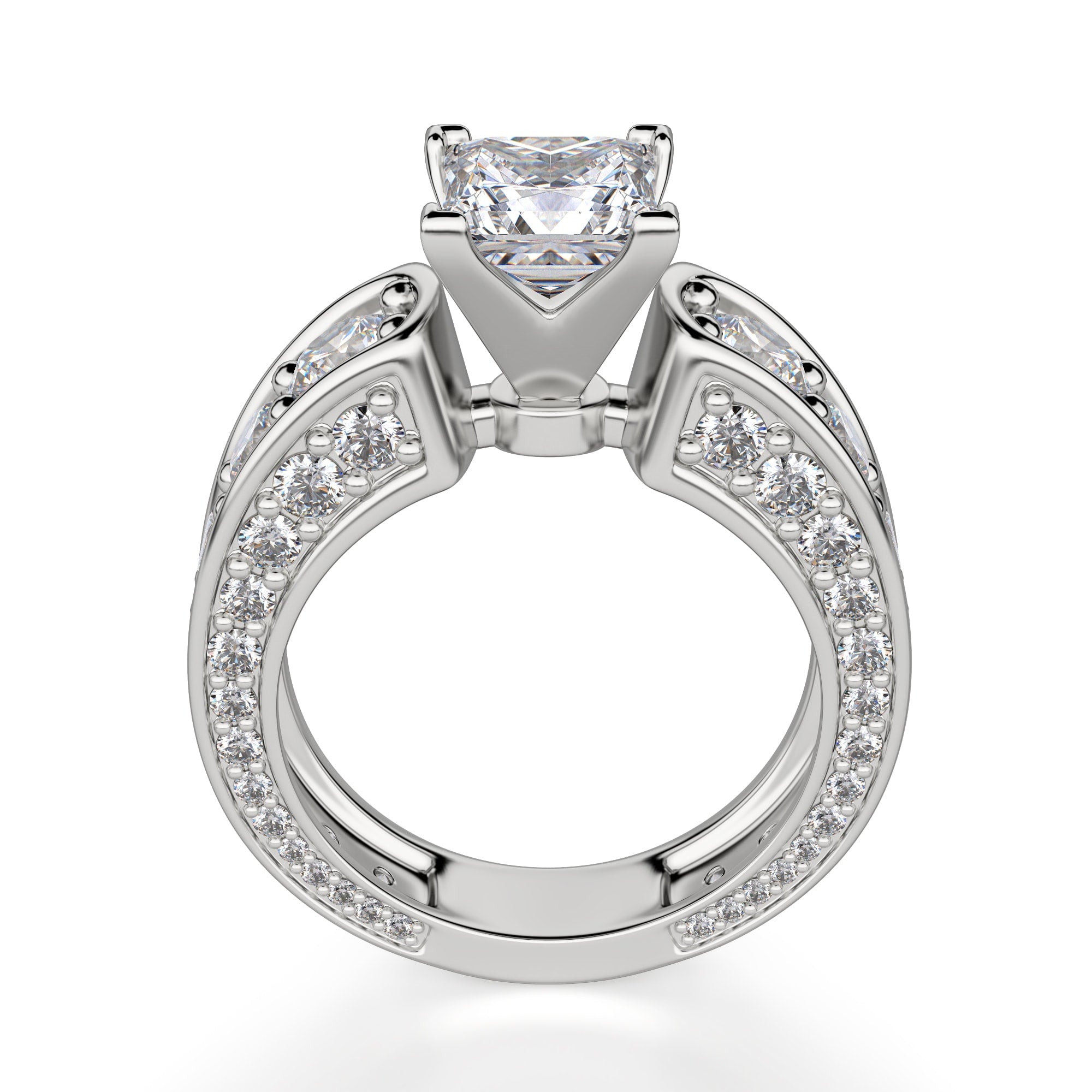Princess Cut Vintage Moissanite Diamond Engagement Ring