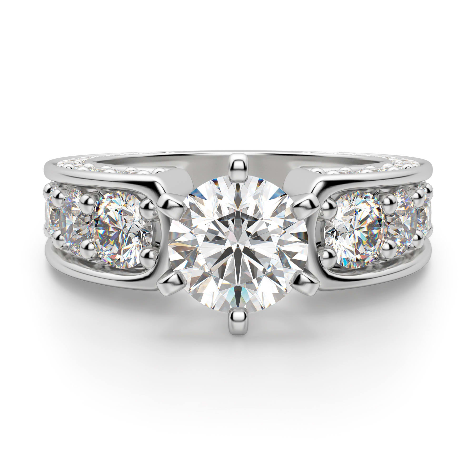 Brilliant Round Cut Vintage Moissanite Engagement Ring