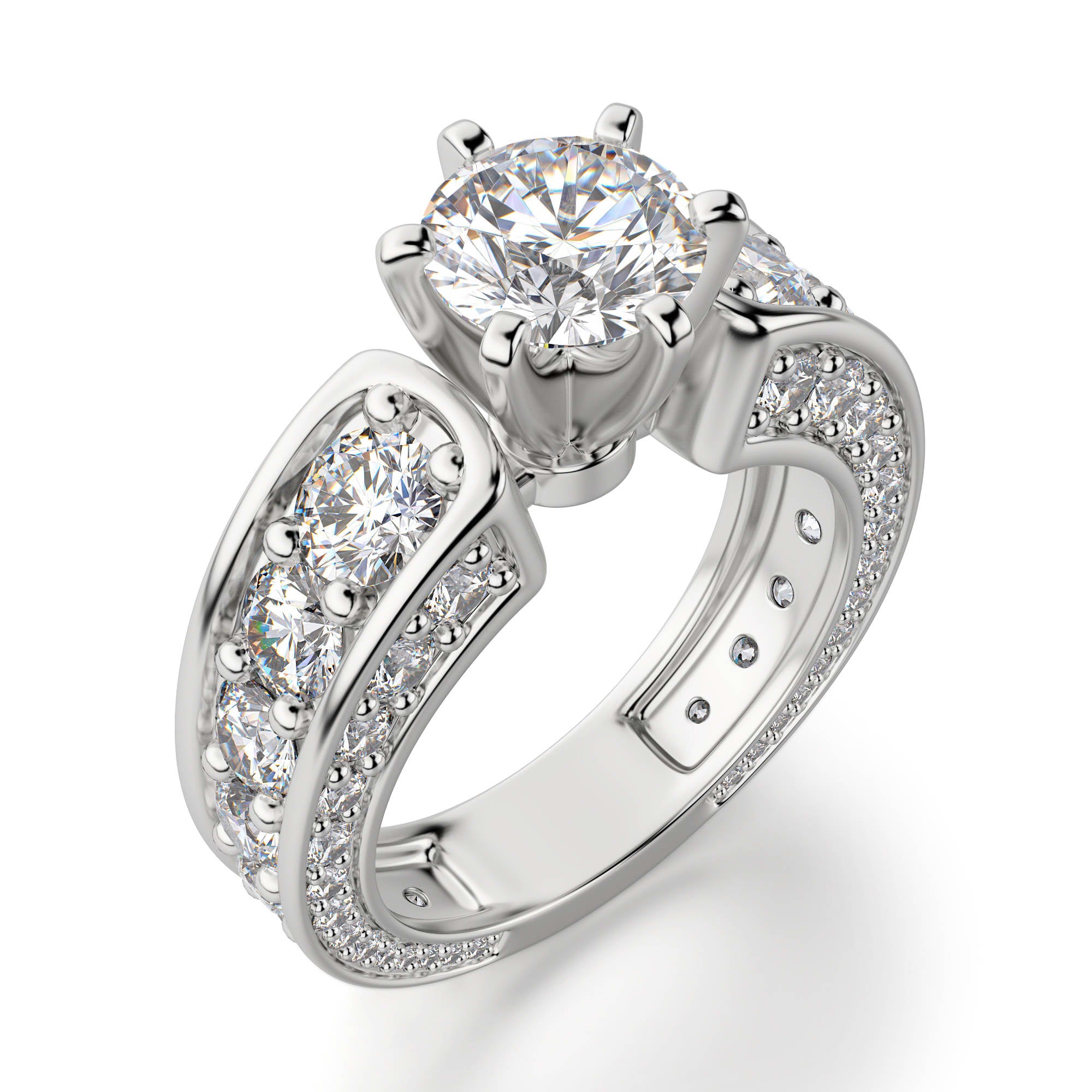 Brilliant Round Cut Vintage Moissanite Engagement Ring