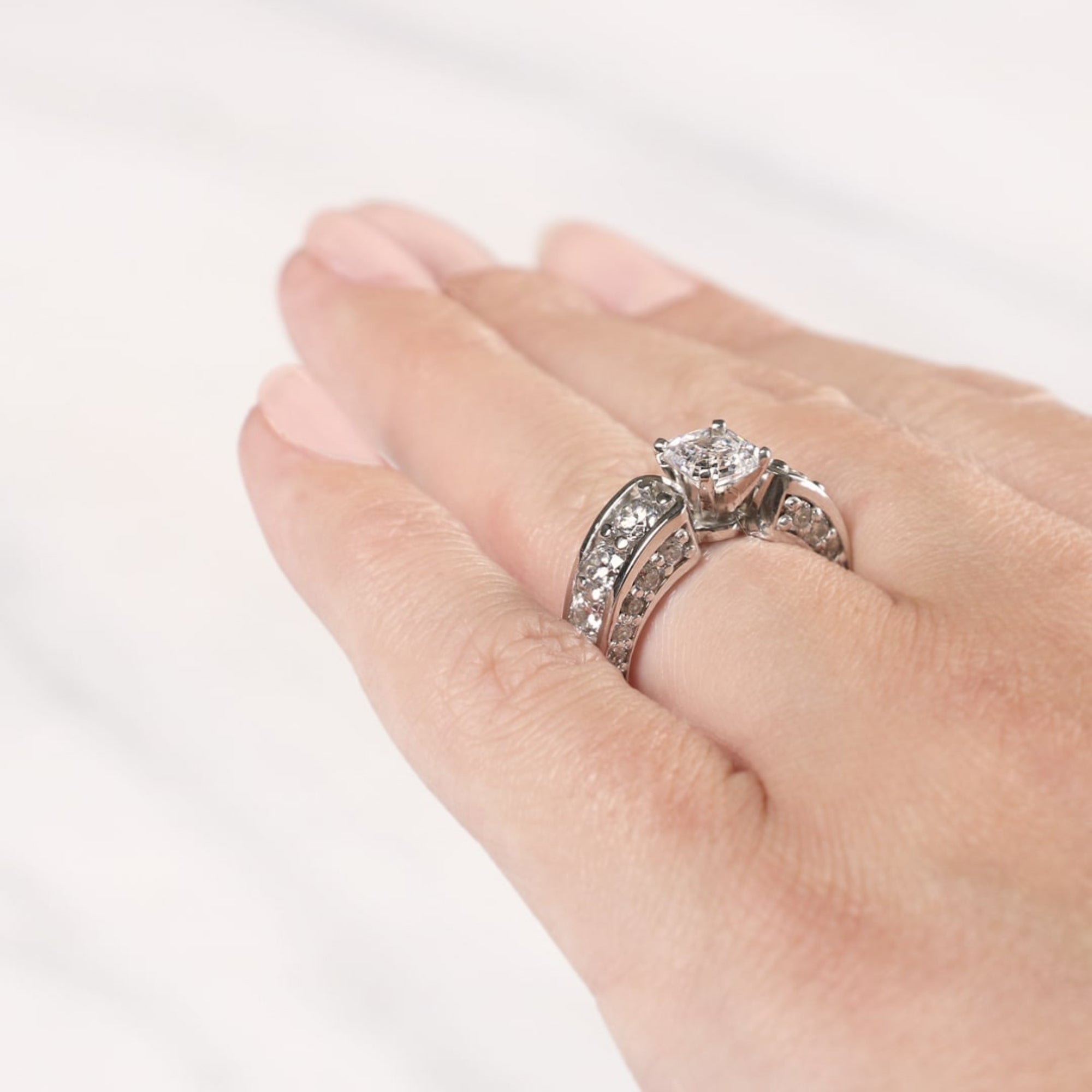 Asscher Cut Vintage Moissanite Engagement Ring