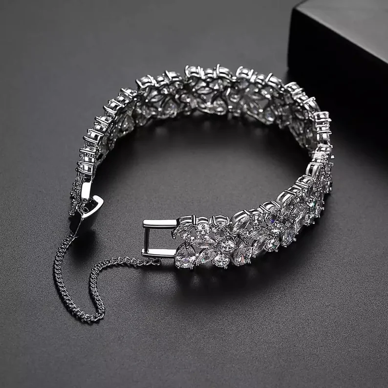 Moissanite Diamond Multi Shape Wedding Bracelet for Women's