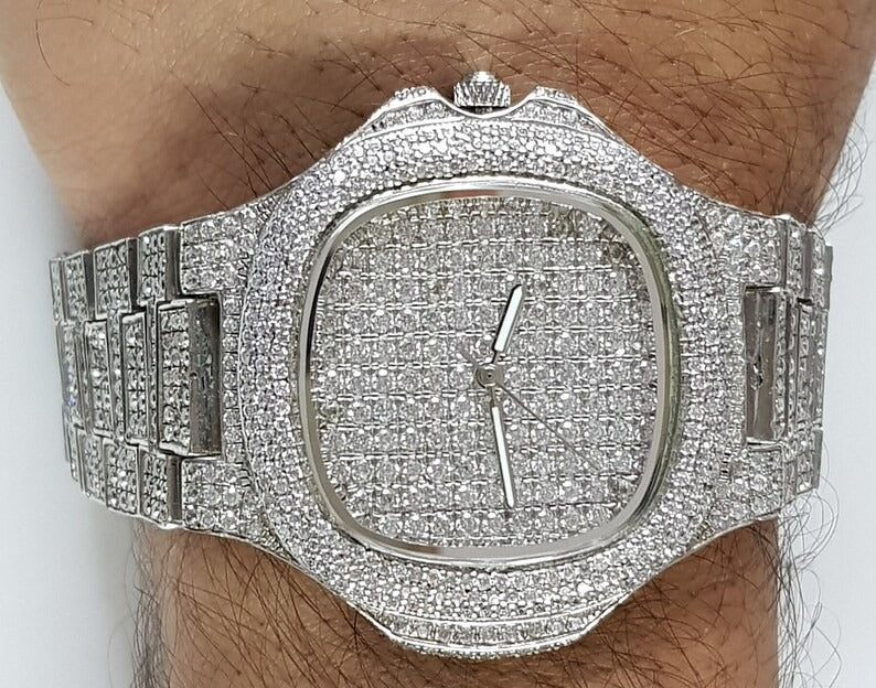 Iced Out Patek Moissanite Diamond Watch Hip Hop Jewelry for Men's