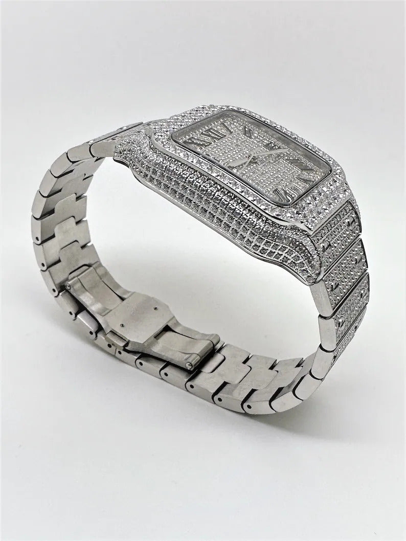 Stainless Steel Moissanite Diamond Full Iced out Watch for Him