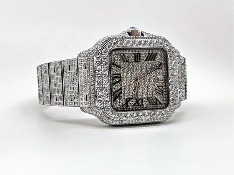 Stainless Steel Moissanite Diamond Full Iced out Watch for Him