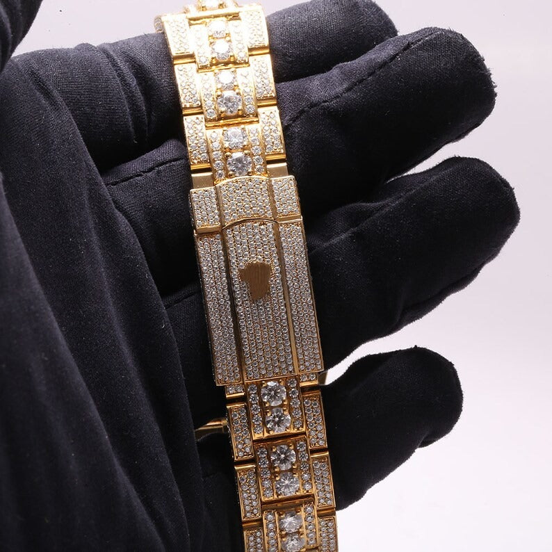 Iced Out Moissanite Diamond Rolex Hip Hop Luxury Watches