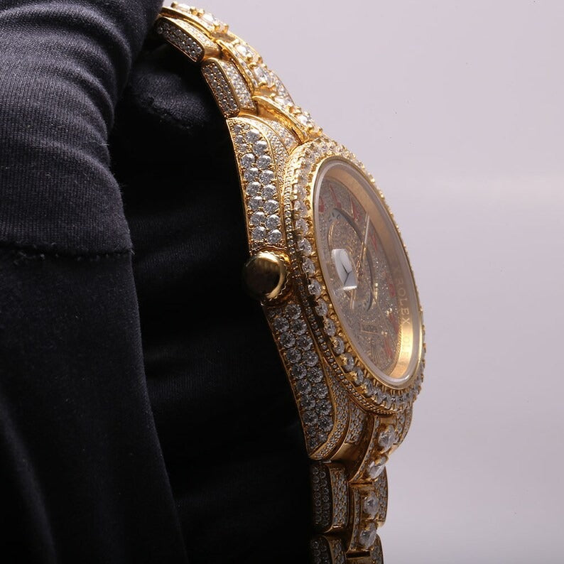 Iced Out Moissanite Diamond Rolex Hip Hop Luxury Watches