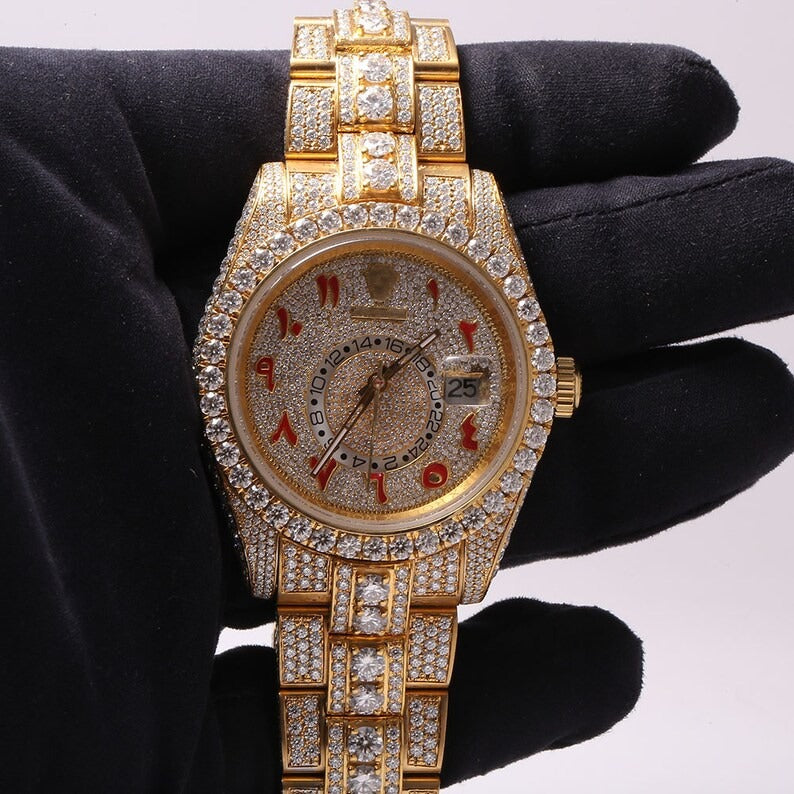 Iced Out Moissanite Diamond Rolex Hip Hop Luxury Watches