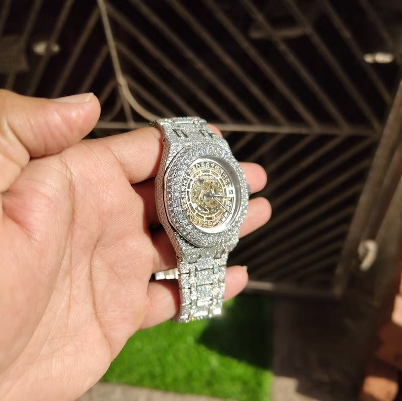 Skeleton AP Moissanite Diamond Hip Hop Luxury Watch for Men's