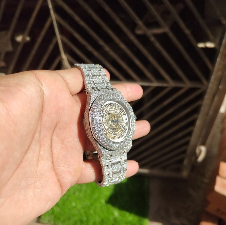 Skeleton AP Moissanite Diamond Hip Hop Luxury Watch for Men's