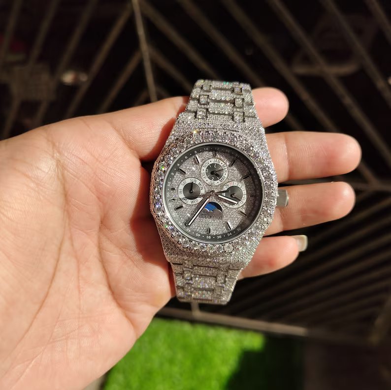 Luxury Hip Hop Full Moissanite Diamond Watch for Celebrity Unique Gift Watch for Father