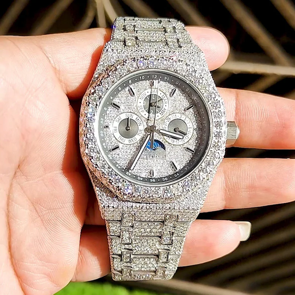 Luxury Hip Hop Full Moissanite Diamond Watch for Celebrity Unique Gift Watch for Father