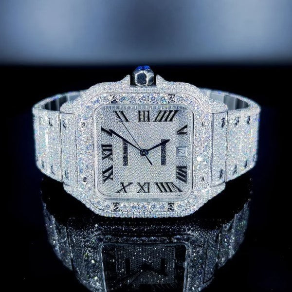 Moissanite Diamond Hip Hop Men's Watch, Bustdown Men's Watch