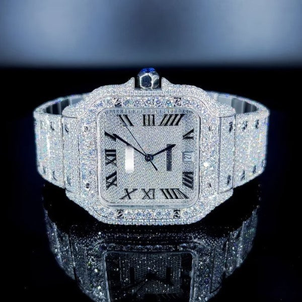 Moissanite Diamond Hip Hop Men's Watch, Bustdown Men's Watch