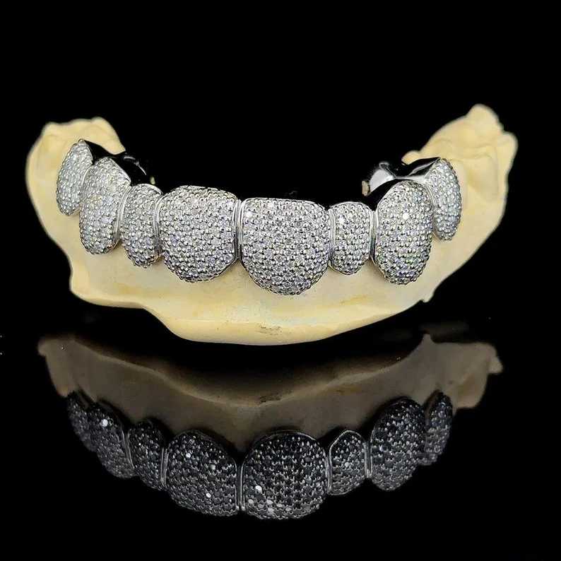 Fully Iced Out Moissanite Diamond Customized Teeth Grillz