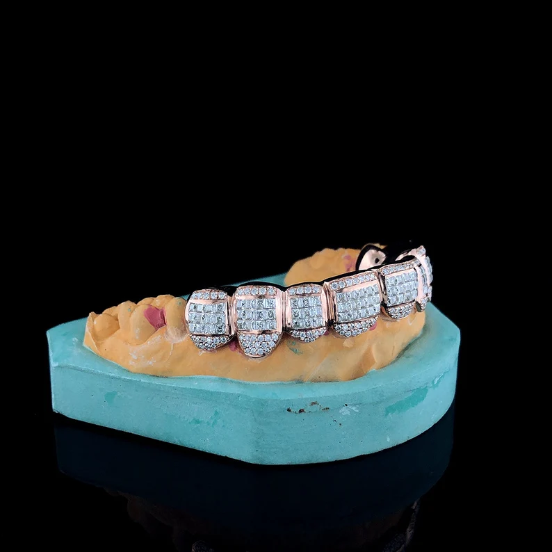 Iced Out Grillz 925 Silver Moissanite Diamond Grillz