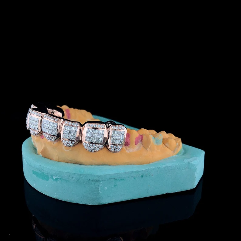 Iced Out Grillz 925 Silver Moissanite Diamond Grillz